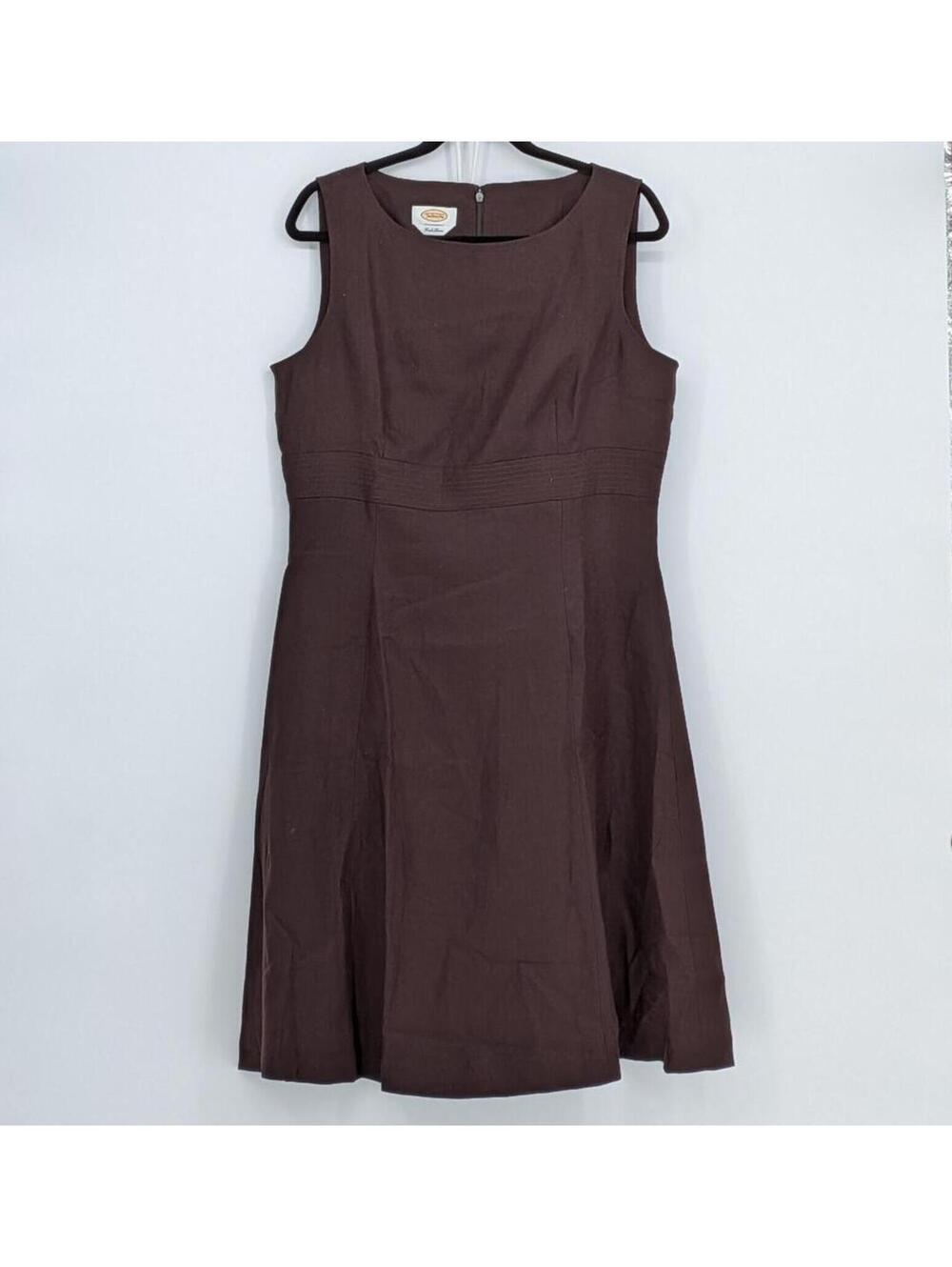NEW Talbots Size 14 Brown 100% Irish Linen Fit and Flare Dress Y2K Quiet Luxury - Picture 7 of 15